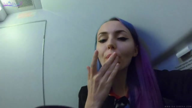 Chick masturbates in the aircraft toilet until the stewardess caught her